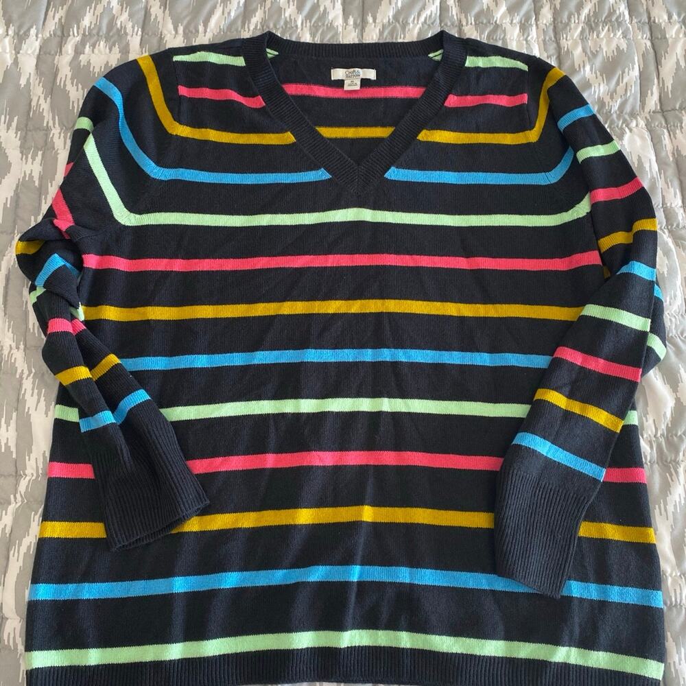 Croft & Barrow Striped V-Neck Sweater – Women’s XL